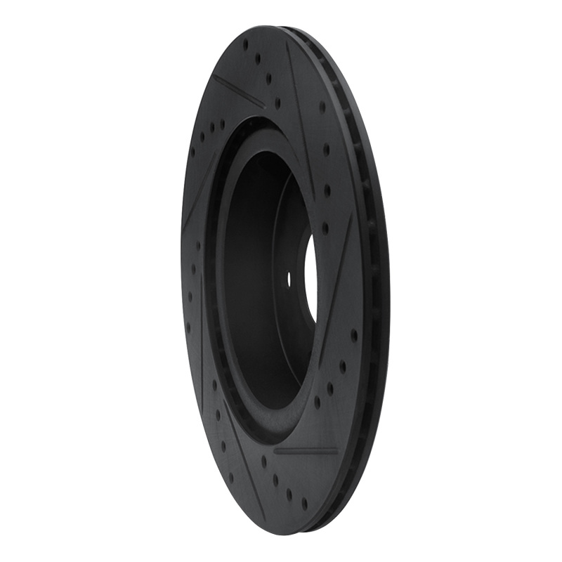 Infiniti QX50 Brake Rotor (1) - Rear Left - R1 Concepts - Drilled & Slotted - Black - `19-`24